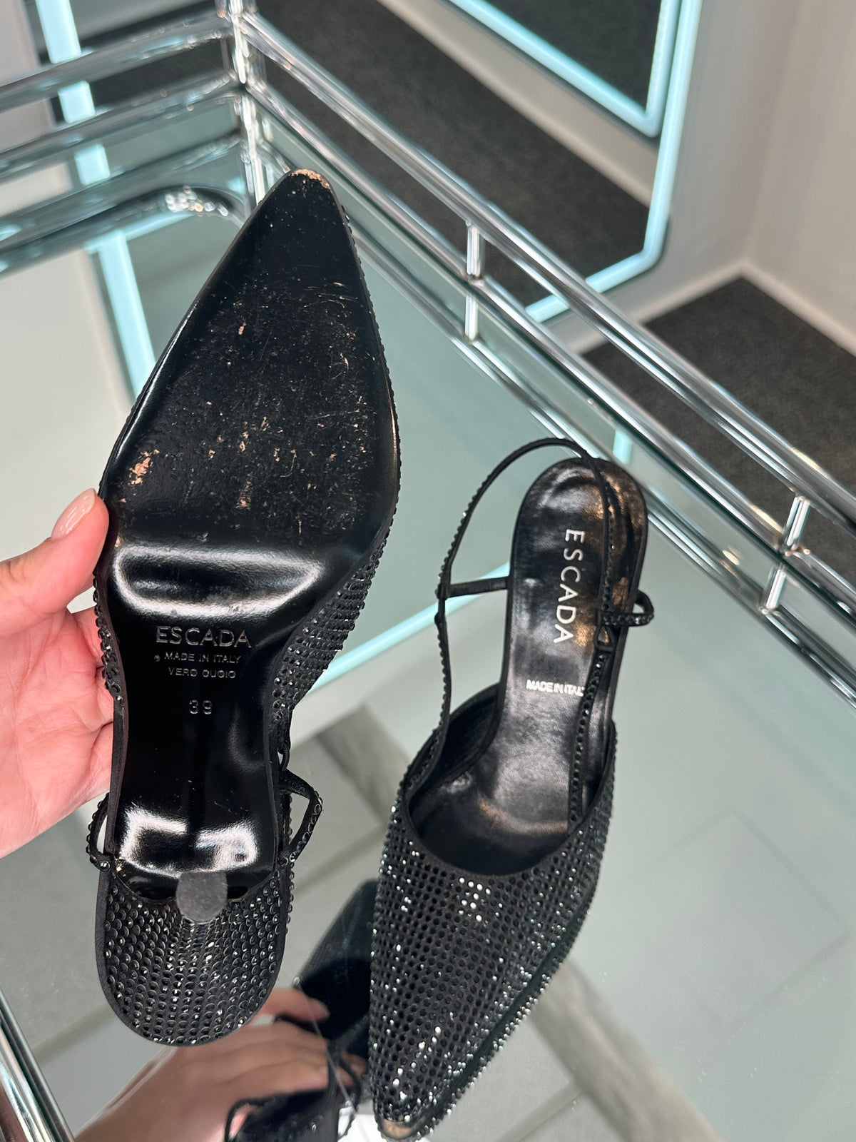 Escada rhinestone Slingbacks