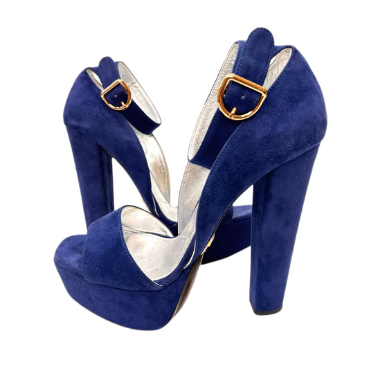 PRADA Blue Suede Sandals Size 36.5