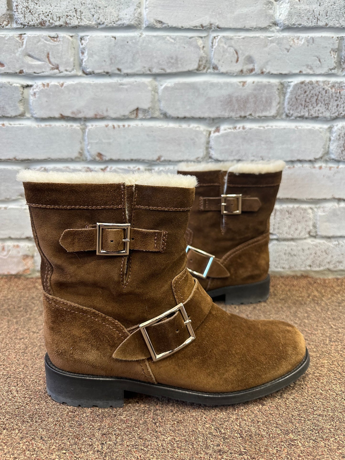 JIMMY CHOO Suede Moto Boots