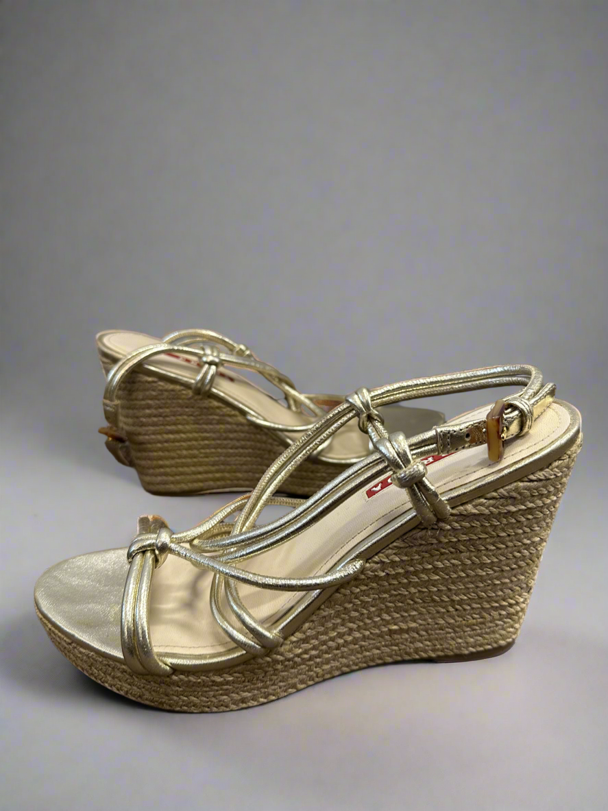 PRADA Raffia Wedge