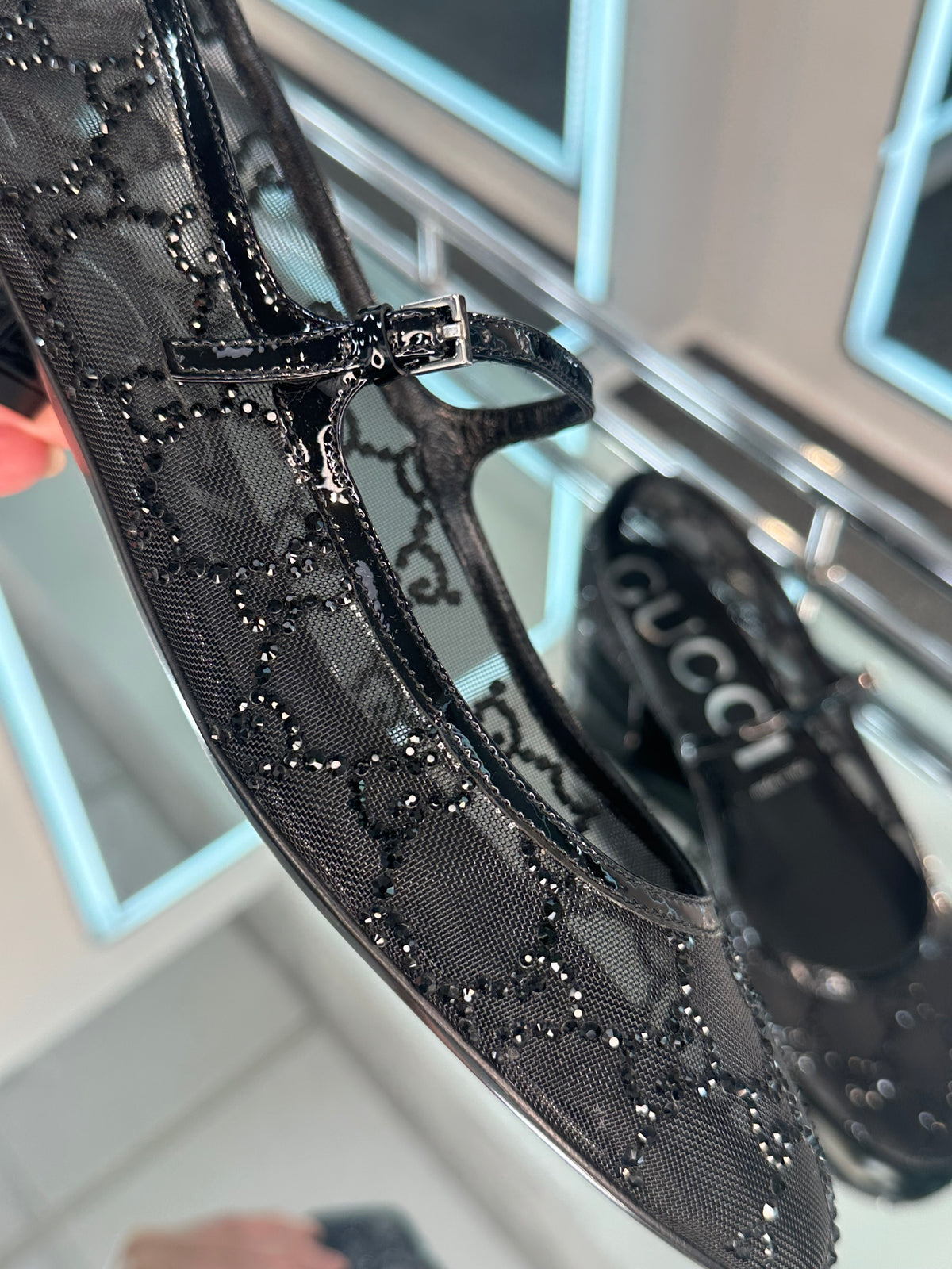 Gucci crystal Mary Jane Flats