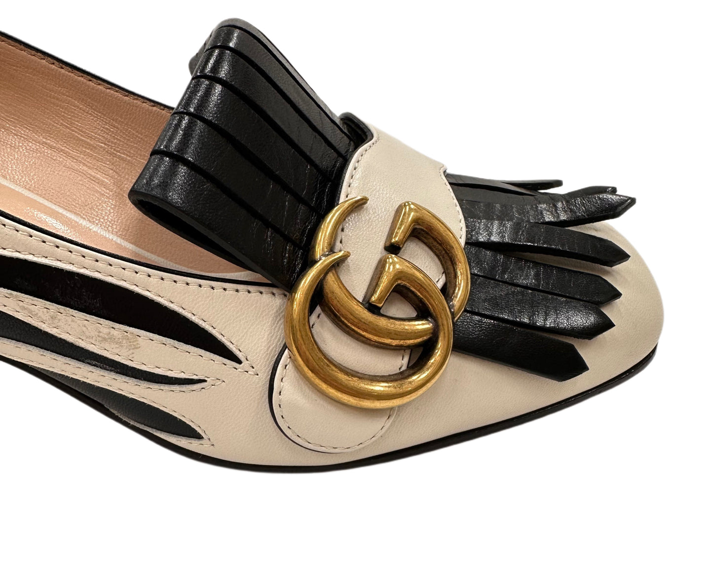 GUCCI GG Marmont Zebra Double G Logo Pumps
