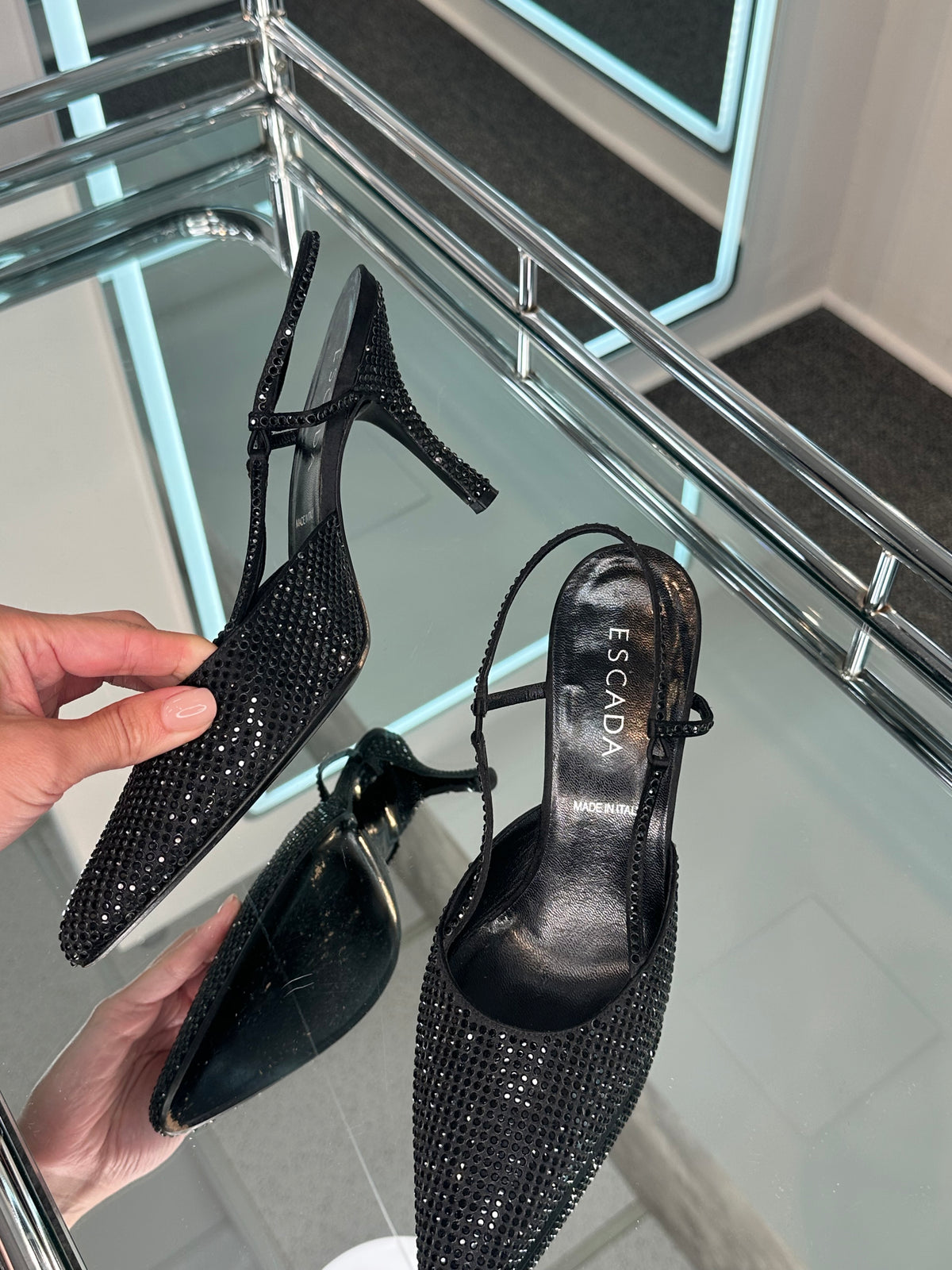 Escada rhinestone Slingbacks