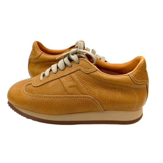 HERMES Leather Quick Sneaker Saddle Brown
