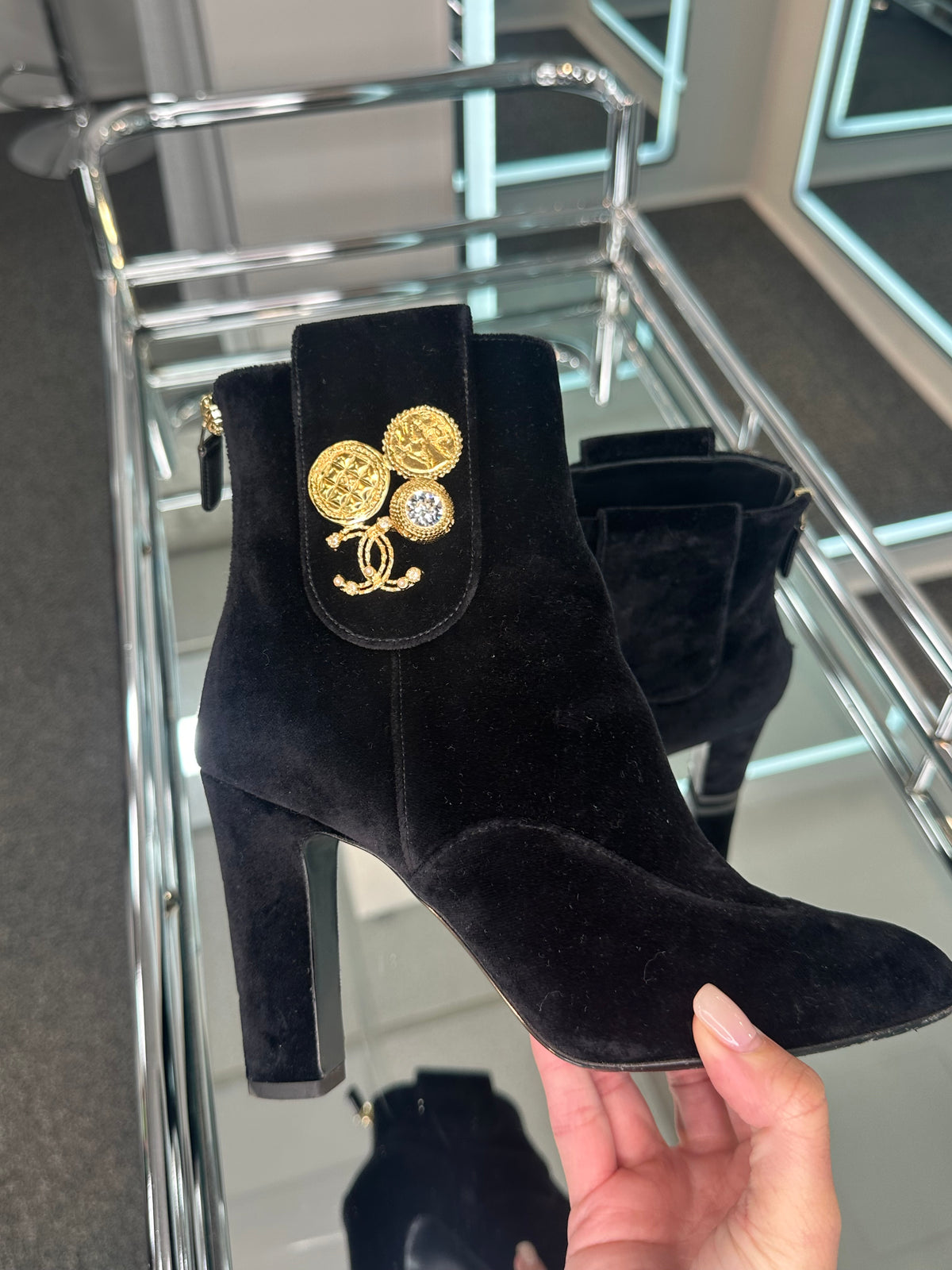 Chanel velvet Booties