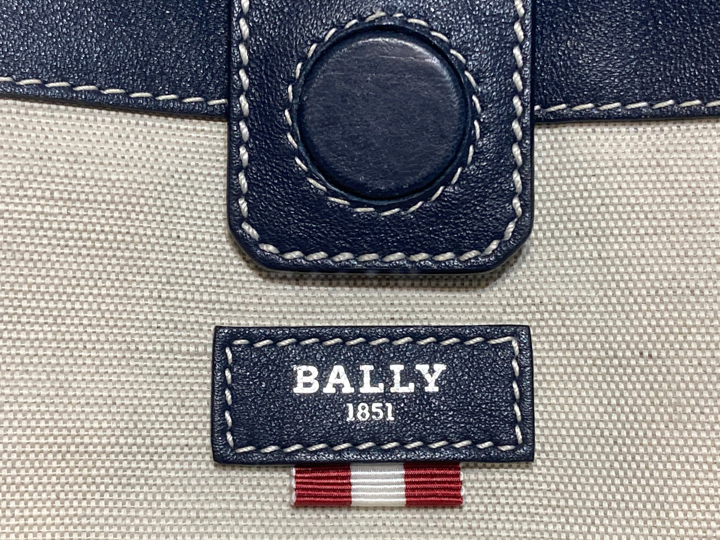 BALLY Denim Two Handle Tote, Navy