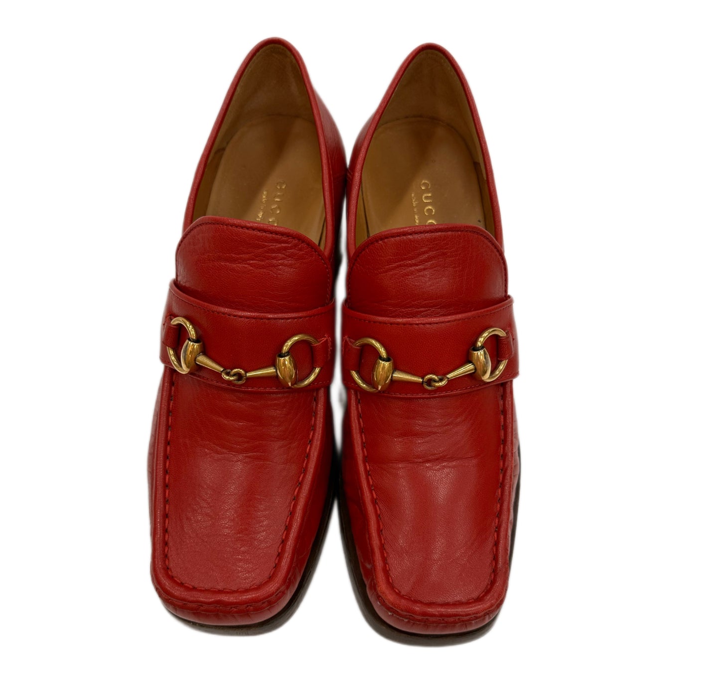GUCCI Horsebit Loafers Red Size 38
