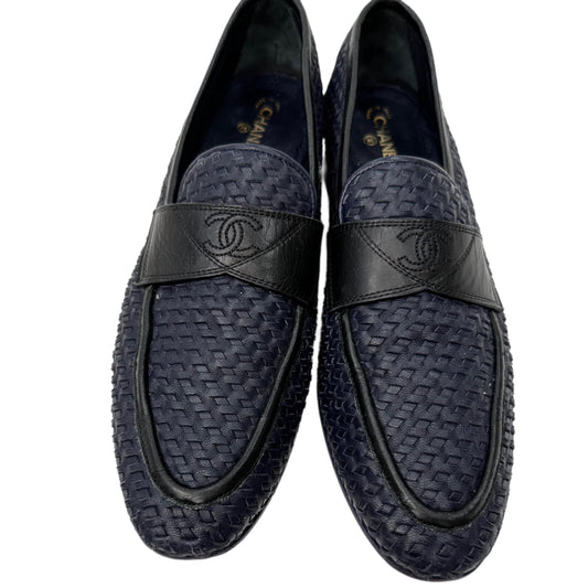CHANEL Navy Woven Loafer Size 38.5