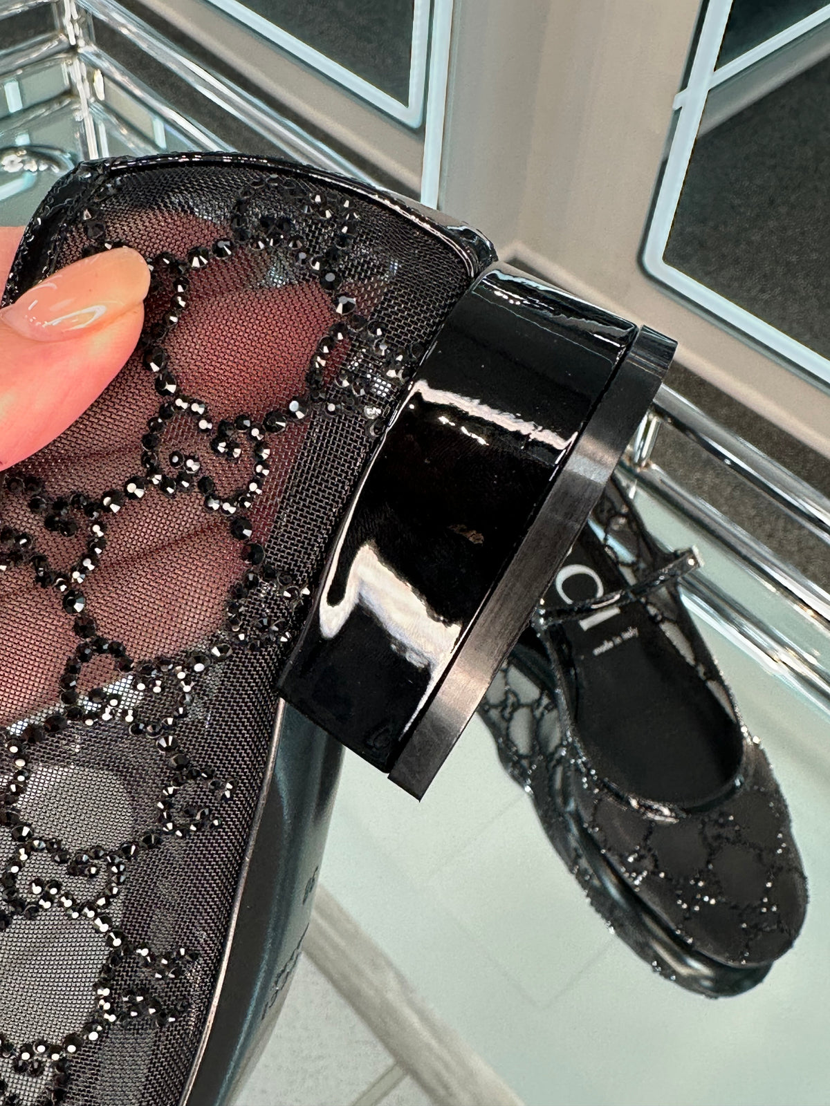 Gucci crystal Mary Jane Flats