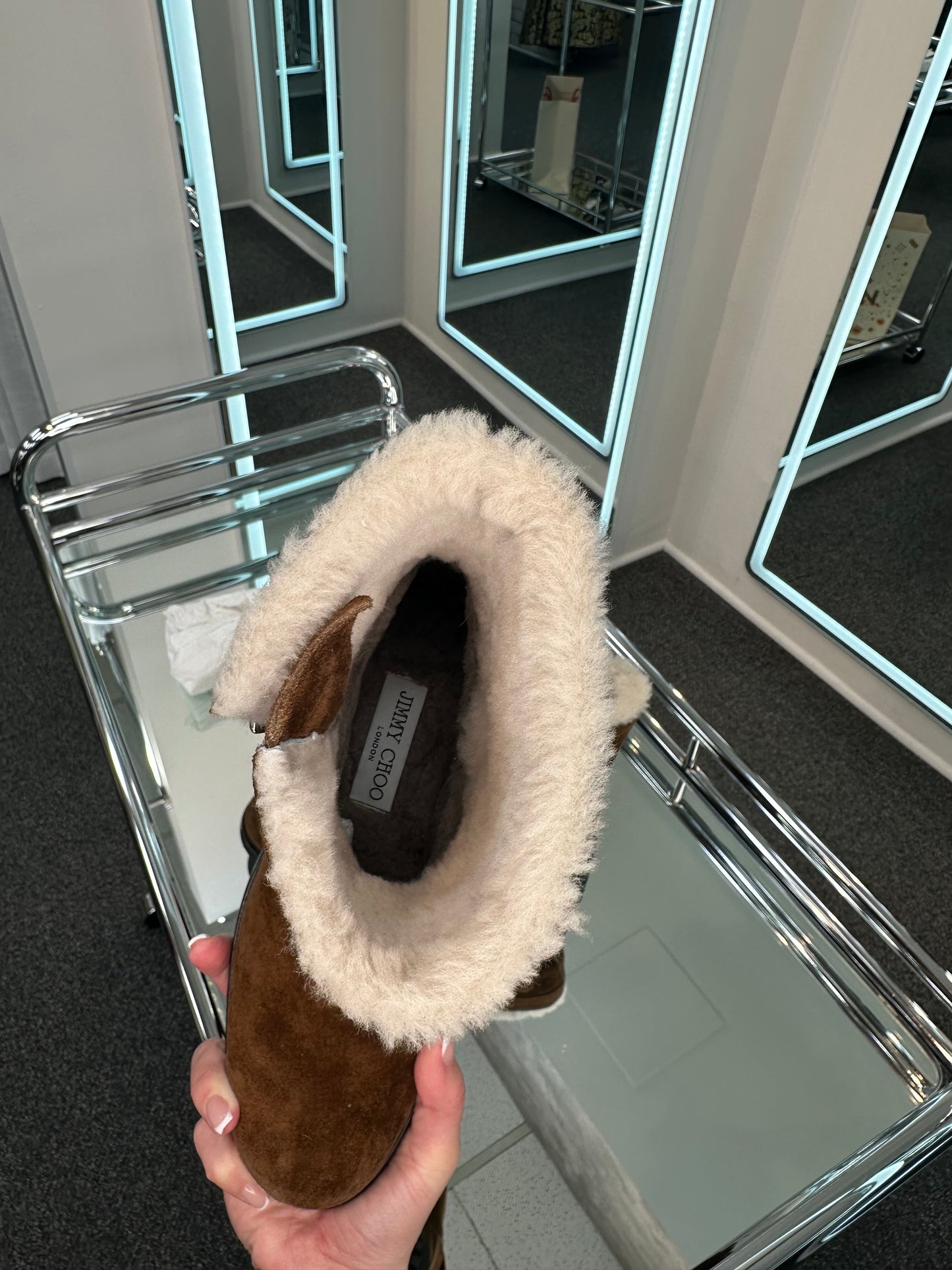 JIMMY CHOO Suede Moto Boots