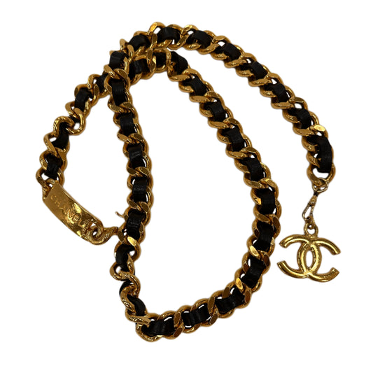 CHANEL Leather and Metal Chain Belt  Small