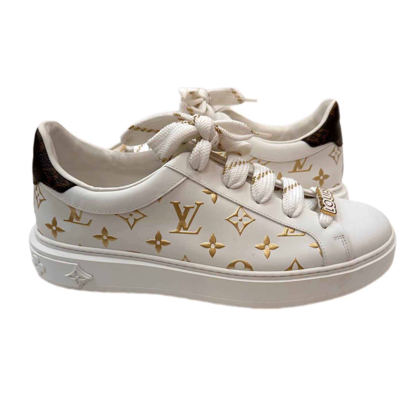 LOUIS VUITTON Time Out White Leather Sneakers Size 42