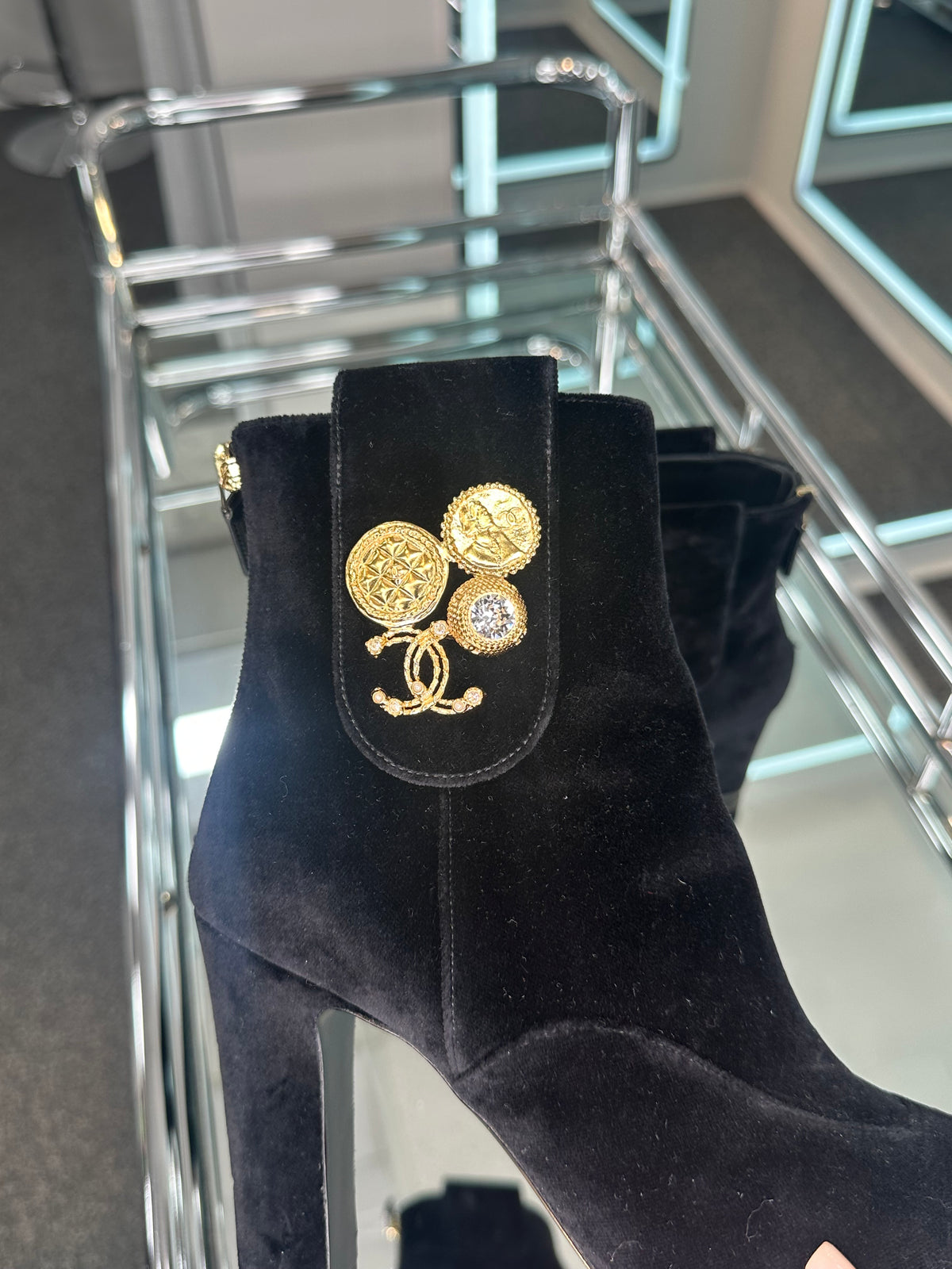 Chanel velvet Booties