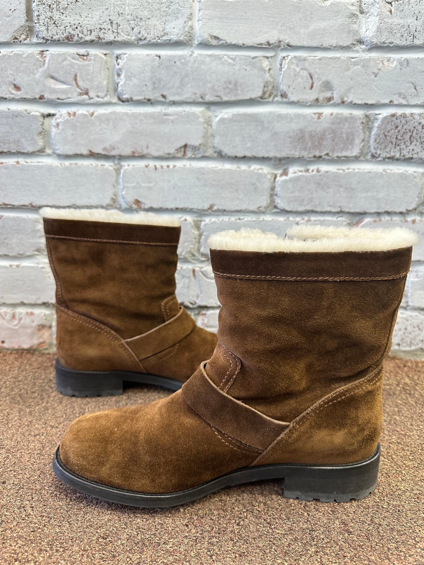 JIMMY CHOO Suede Moto Boots