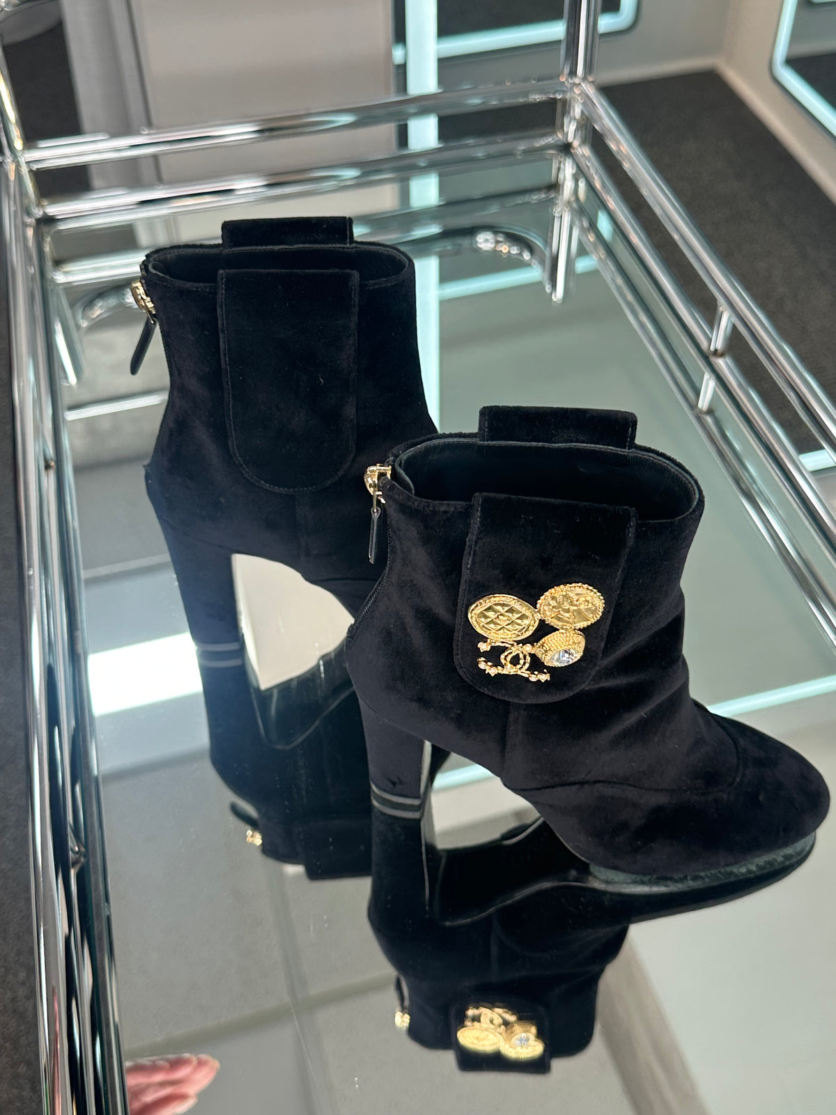 Chanel velvet Booties