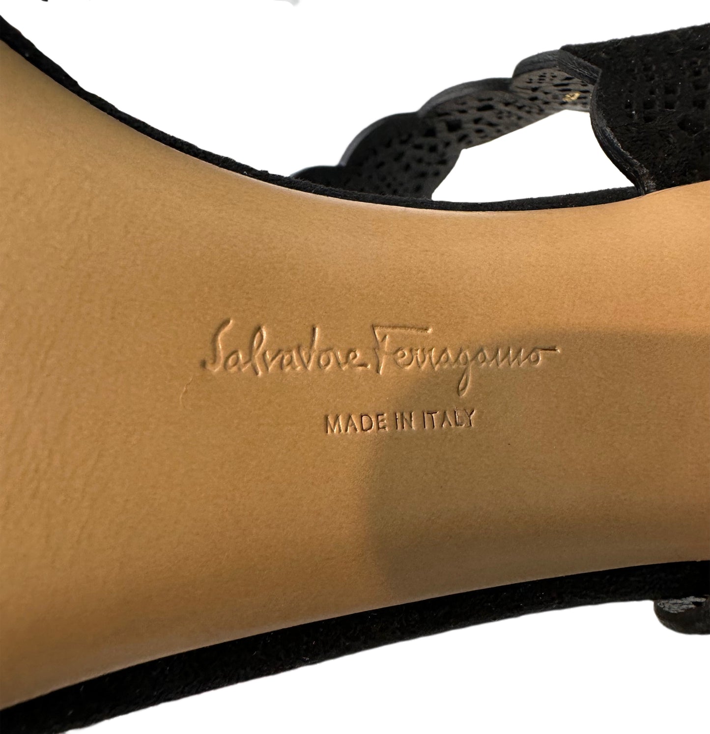 SALVATORE FERRAGAMO Suede Sandal Size 8