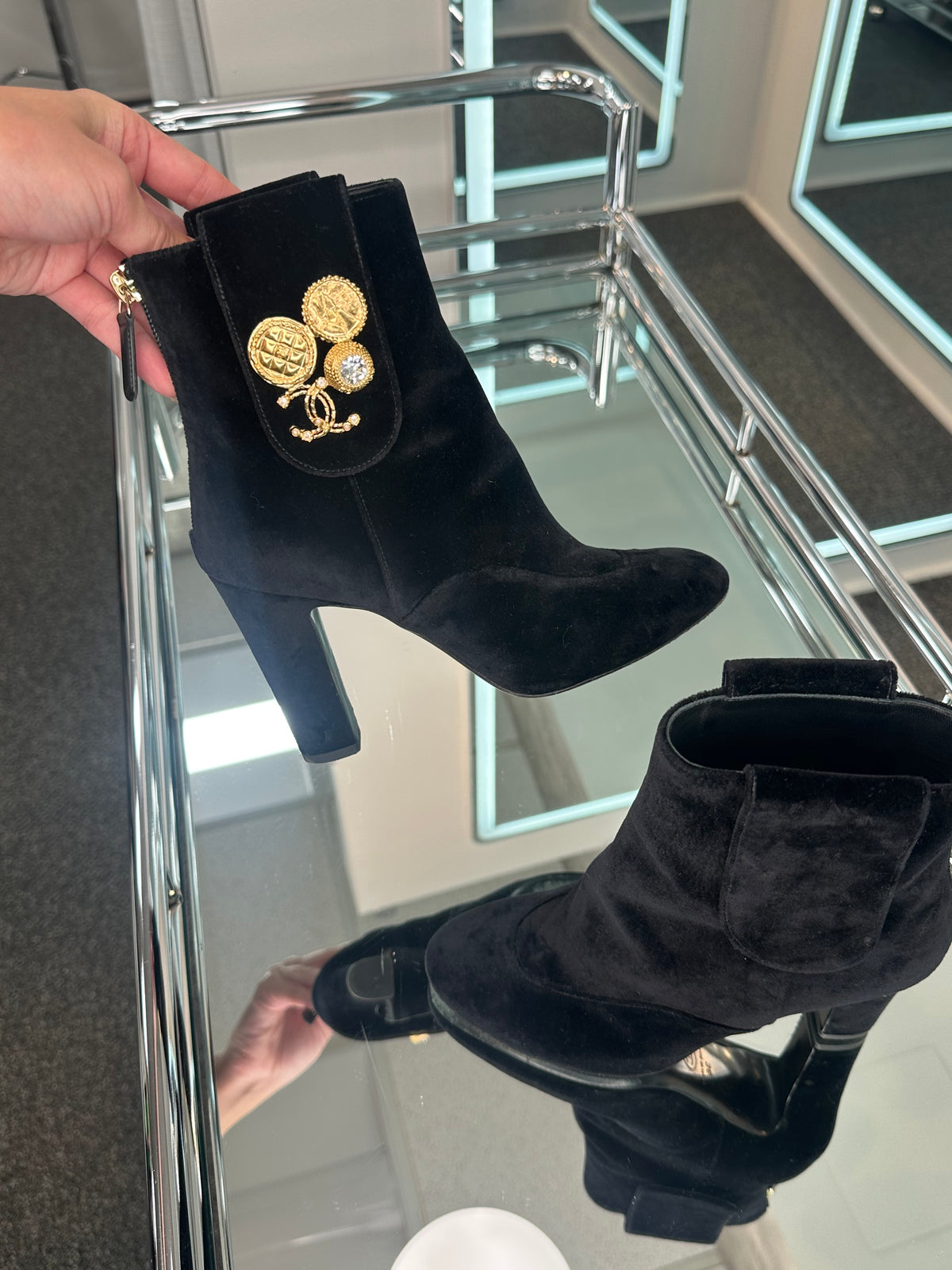 Chanel velvet Booties