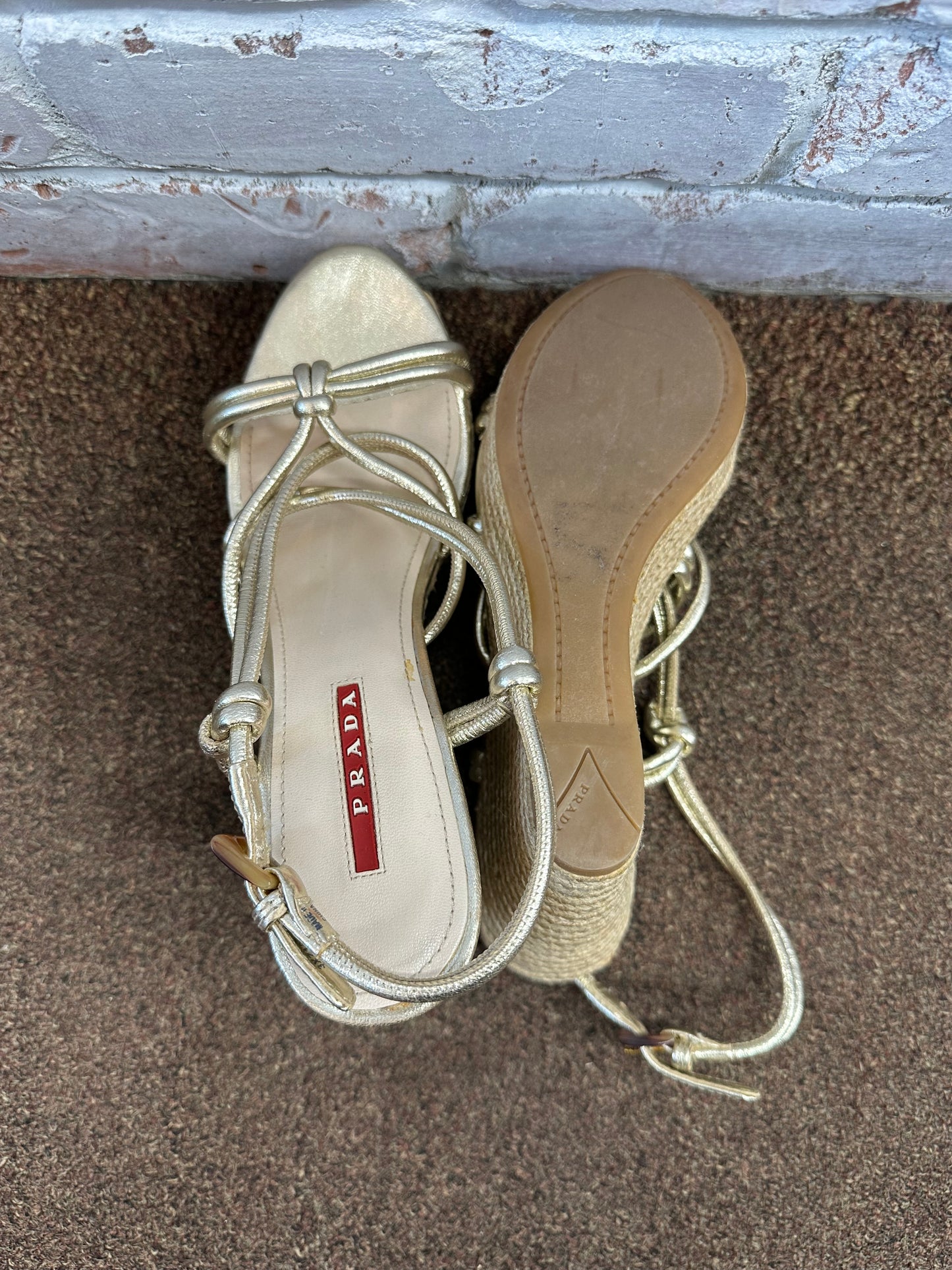 PRADA Raffia Wedge