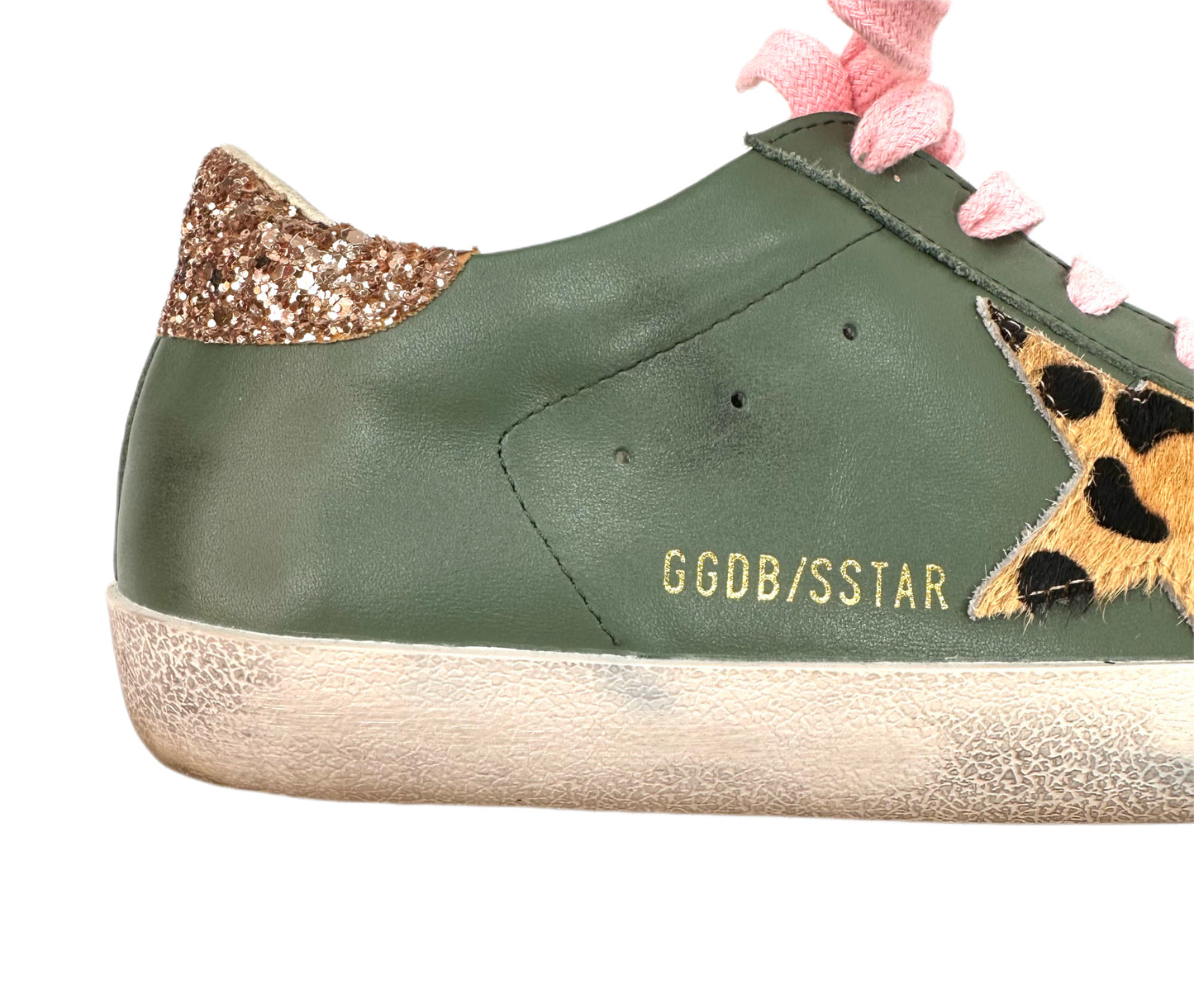 GOLDEN GOOSE Green & Leopard Sneakers Size 40