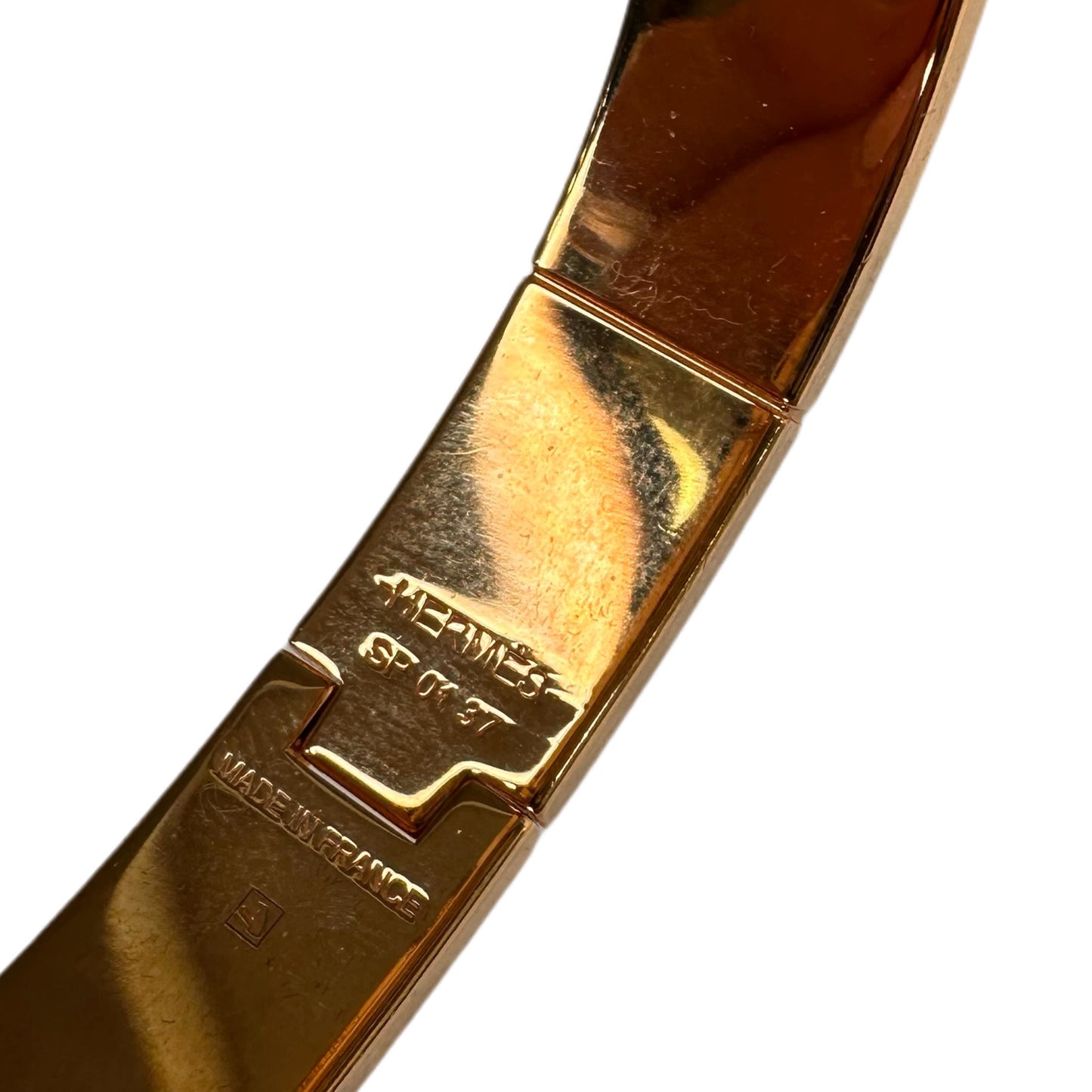 Hermes Gold Toned Enamel Hinged Bracelet