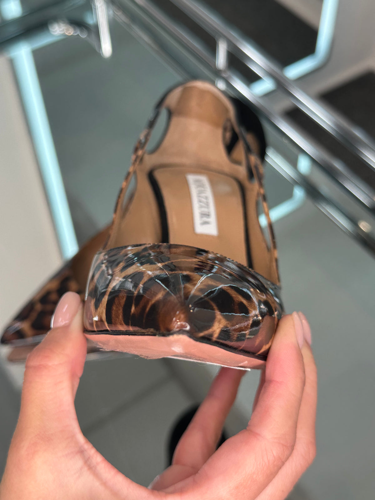 AQUAZZURA Patent Leather Pumps Leopard Size 38