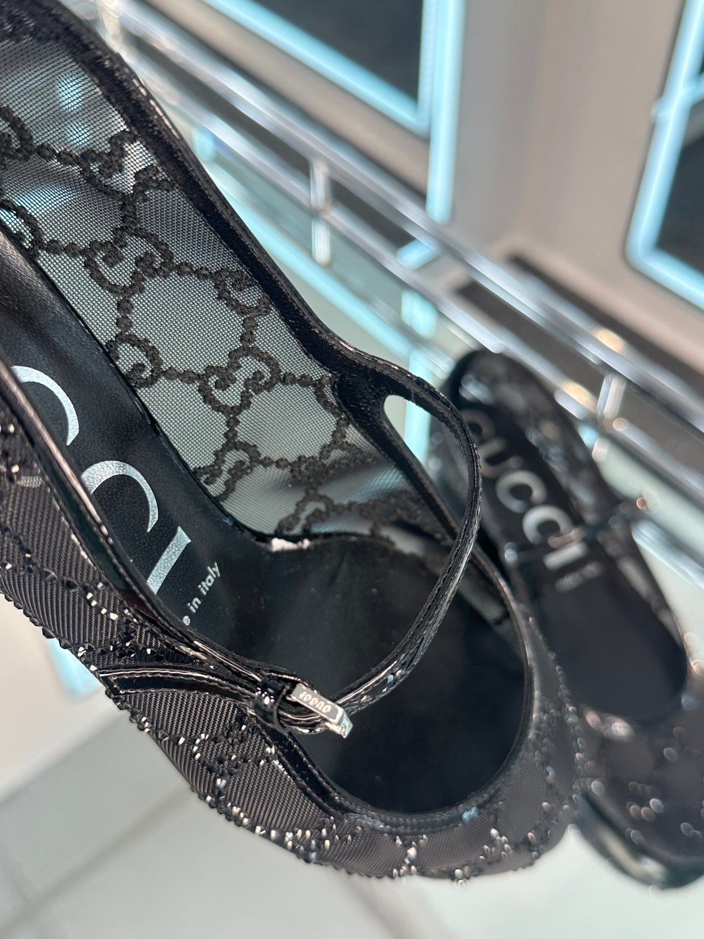 Gucci crystal Mary Jane Flats