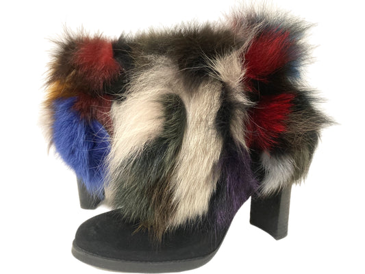 STUART WEITZMAN Suede Fur Boots Size 9 Multicolored