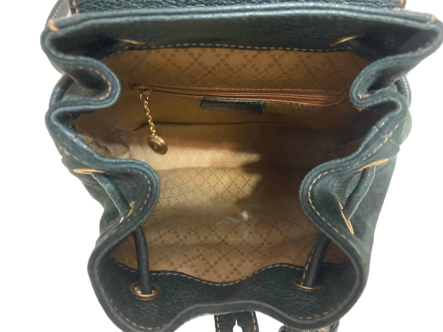 GUCCI Suede and Leather Bamboo Handle Backpack Green