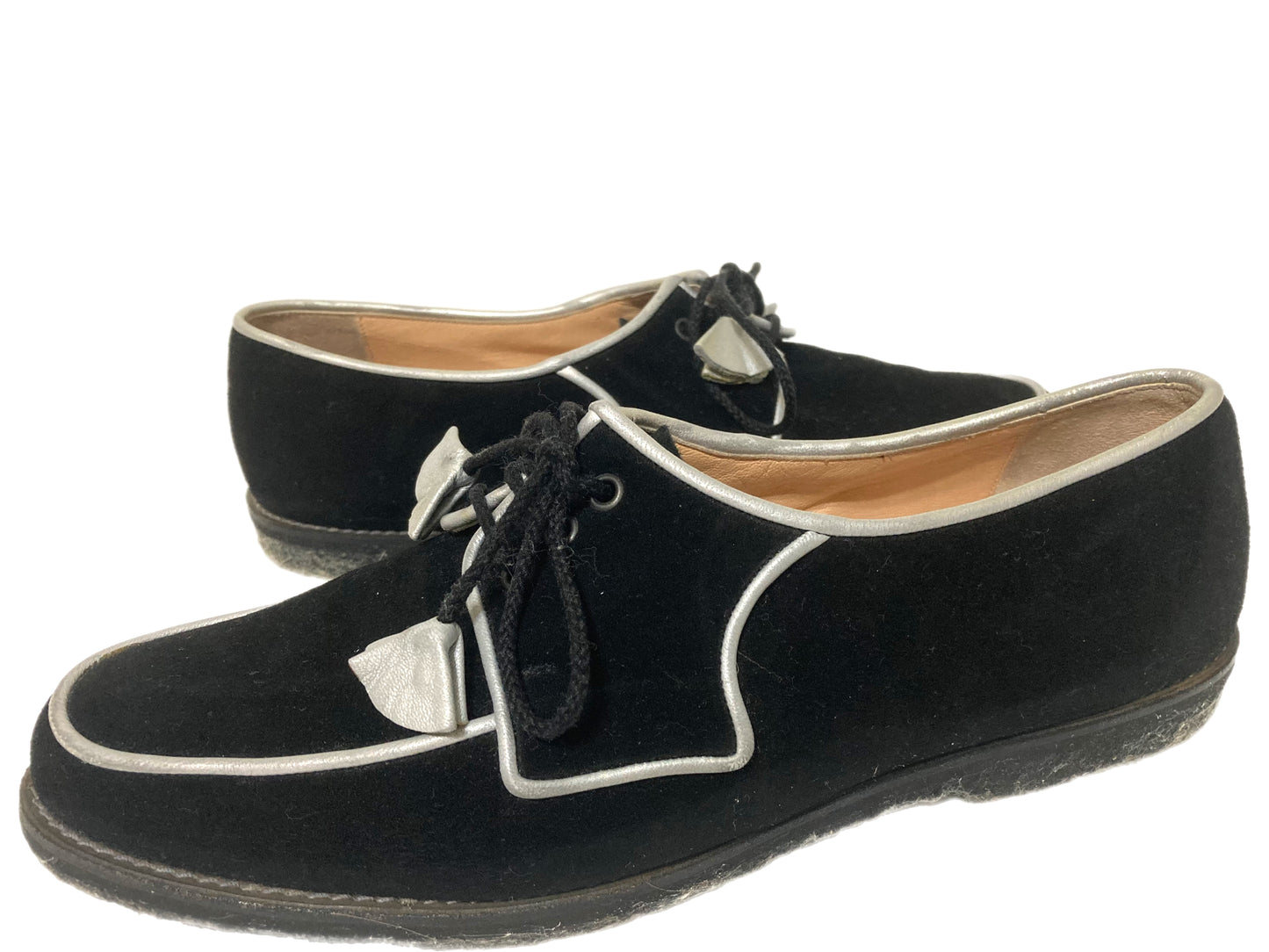 MANOLO BLAHNIK Velvet and Leather Oxfords Black Size 38