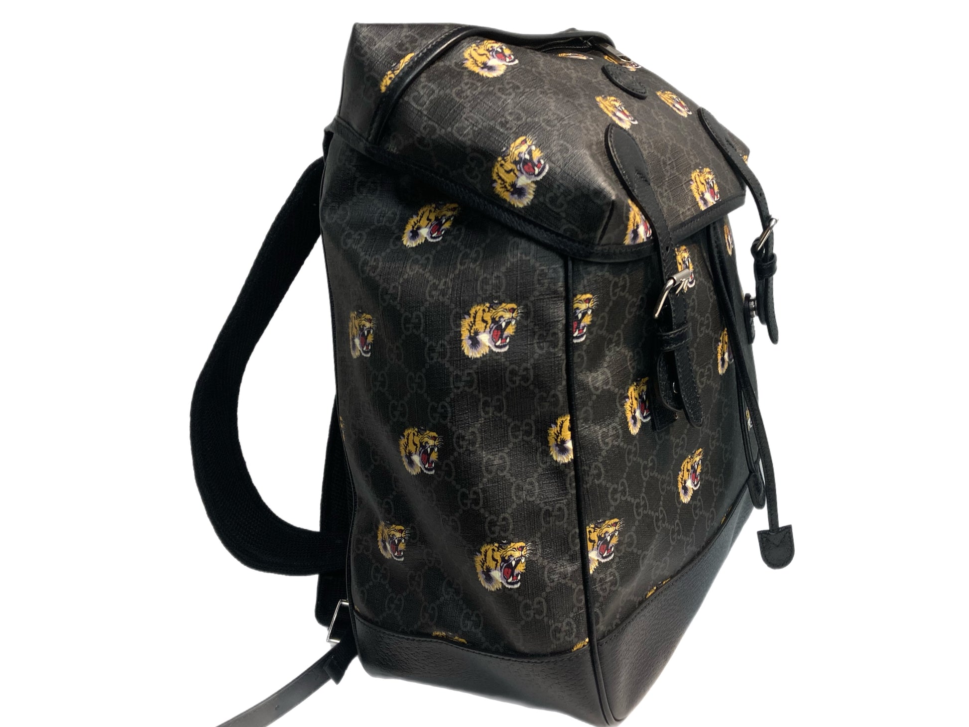 GUCCI Tiger GG Supreme Backpack Black Past Present Boutique