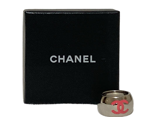 CHANEL 2013 Double CC Ring Silver