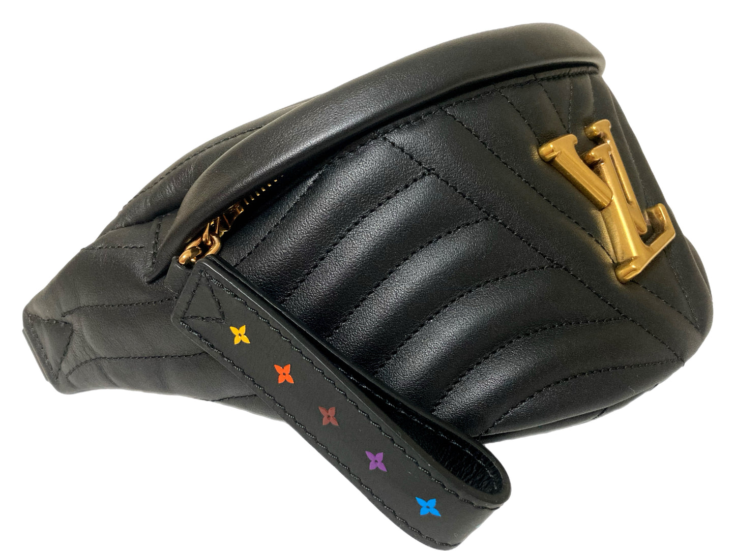 LOUIS VUITTON Leather Quilted Fanny Pack Black