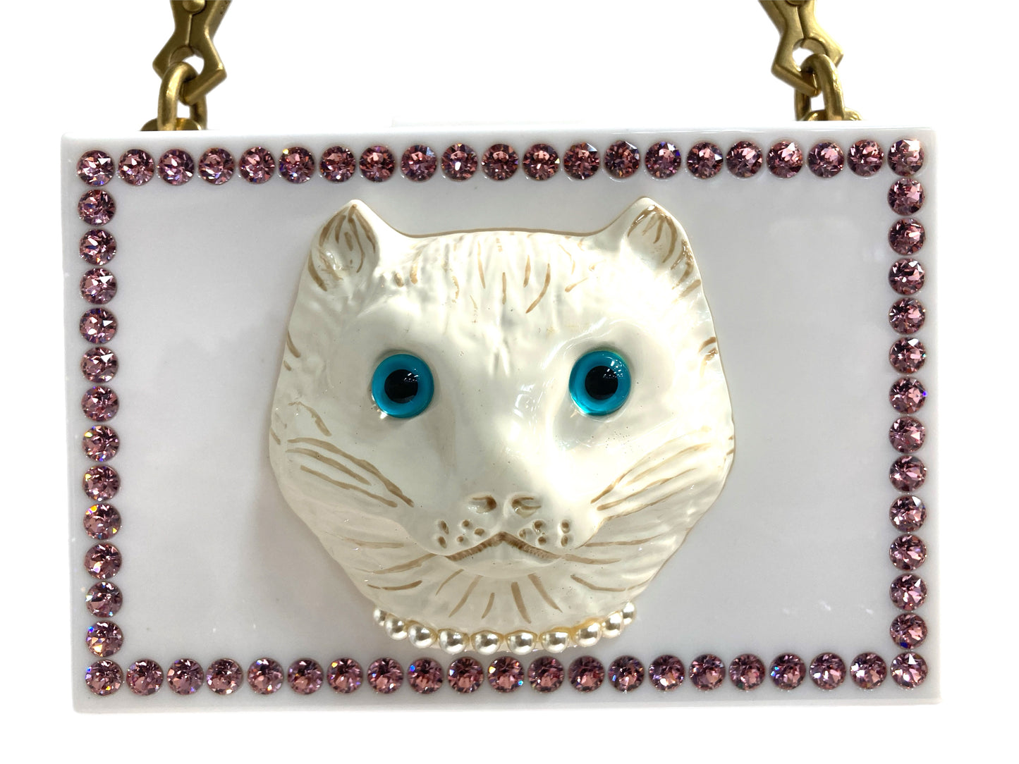GUCCI Acrylic Cat Motif Shoulder Bag Ivory