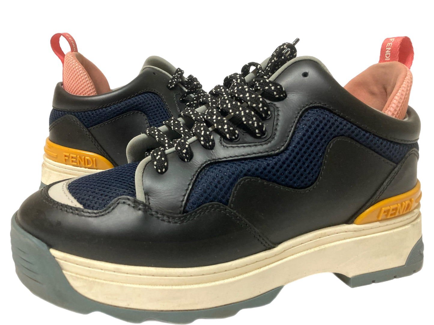 FENDI Color-block Sneakers Navy / Multicolor Size 37