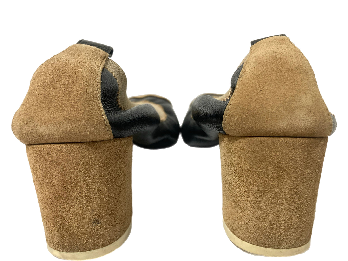 CHANEL Leather Ballet Pumps Black / Tan Size 35.5
