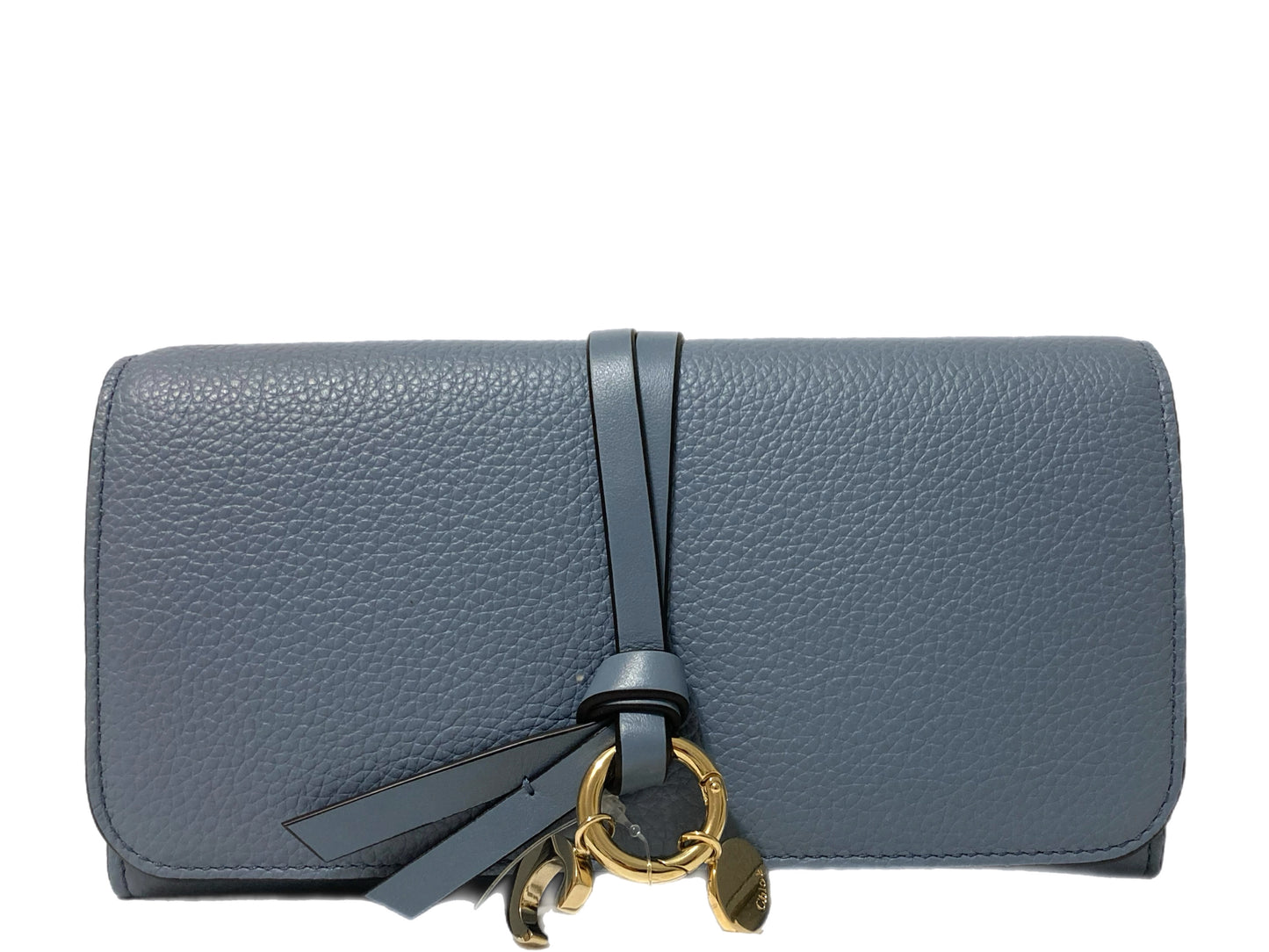 CHLOE Leather Charm Flap Wallet Cobalt Blue