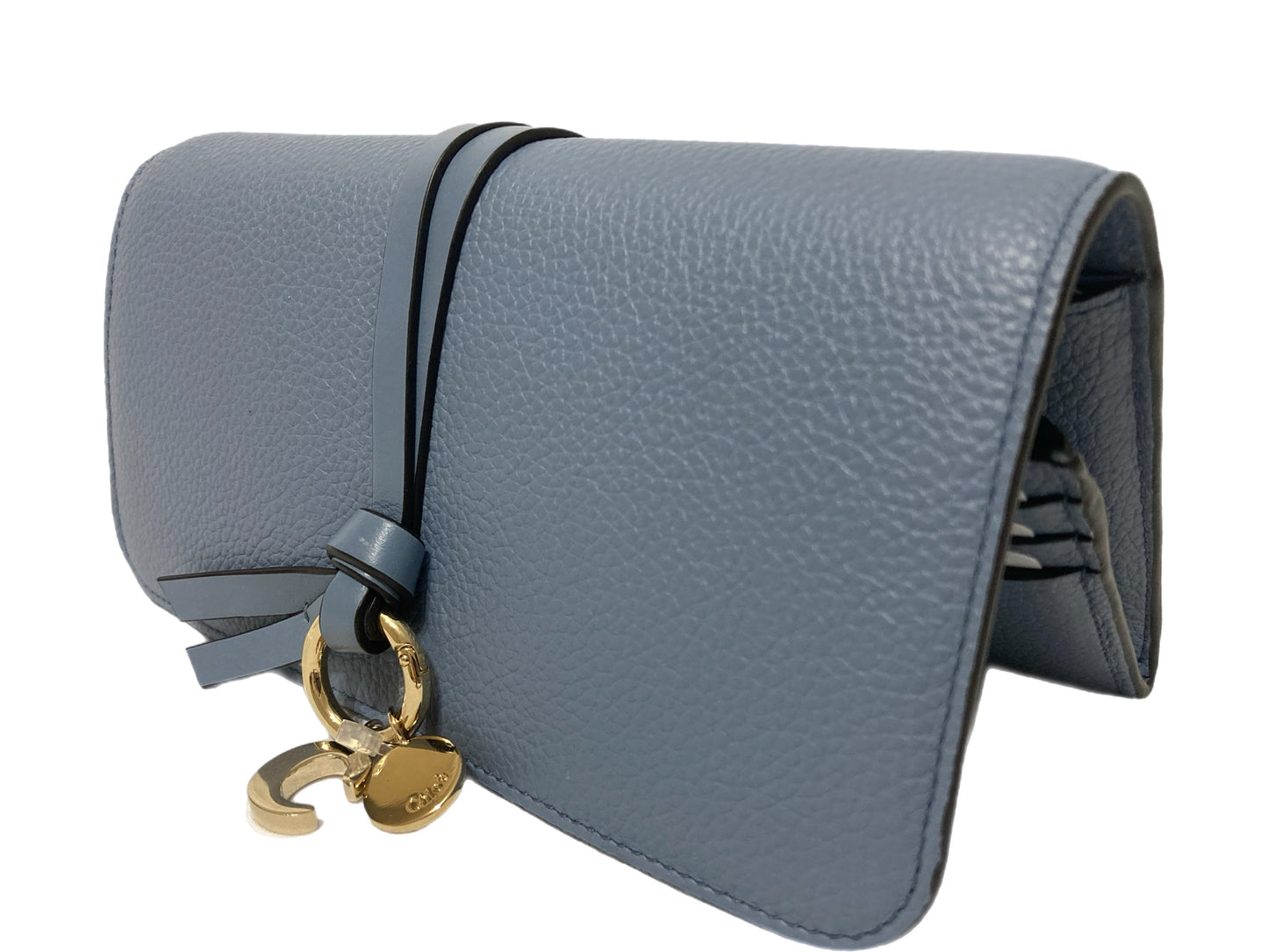 CHLOE Leather Charm Flap Wallet Cobalt Blue