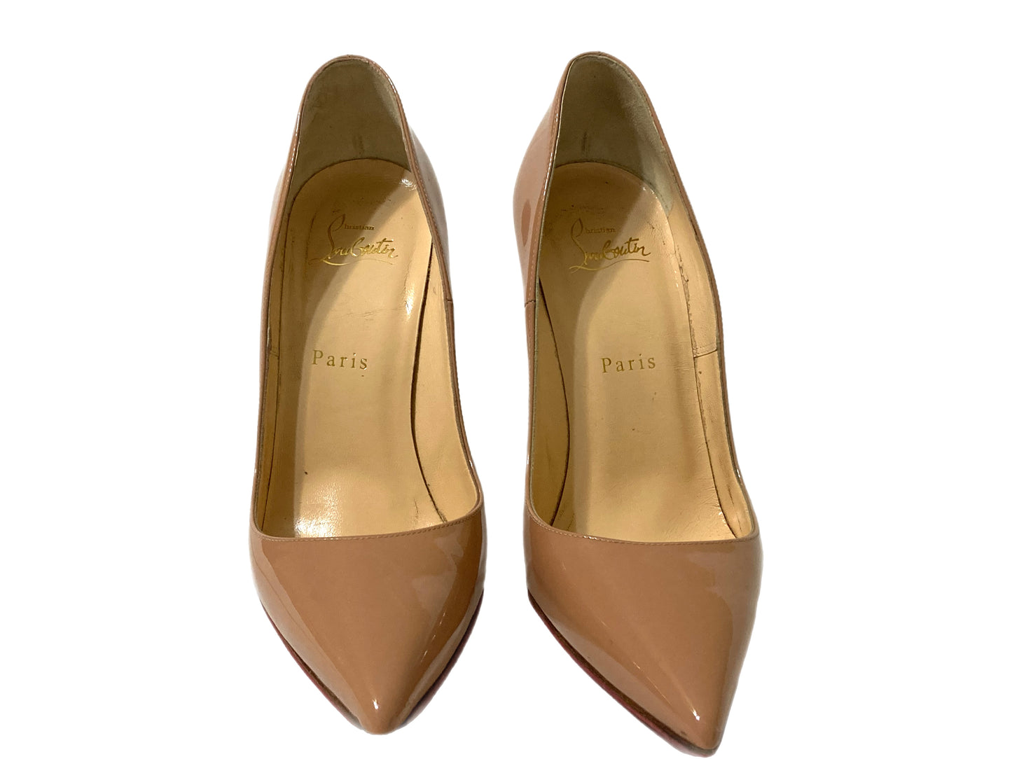 CHRISTIAN LOUBOUTIN Patent Leather So Kate 120 Pumps Nude Size 38