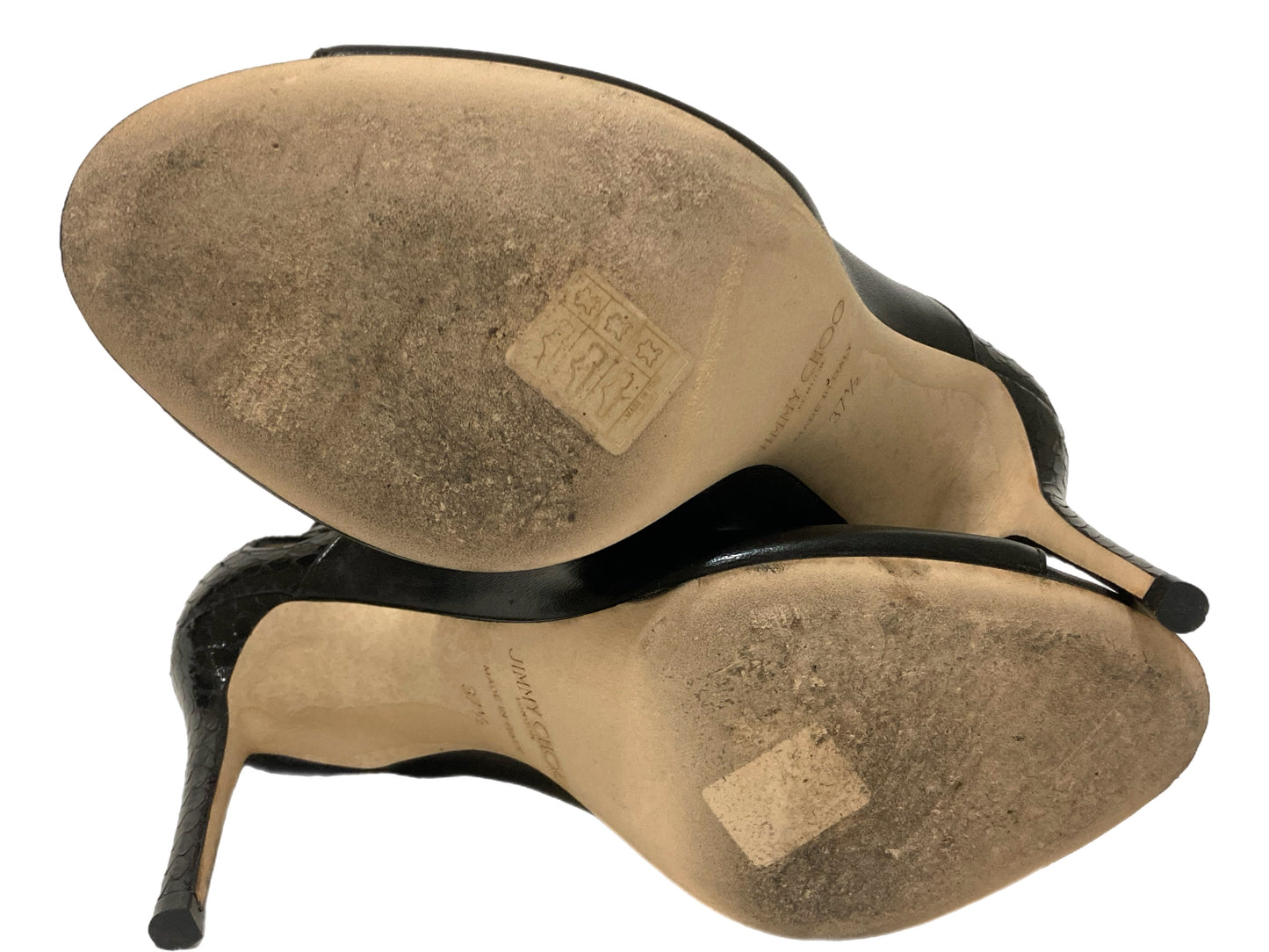 JIMMY CHOO Leather Macaw 100 Sandals Black Size 37.5