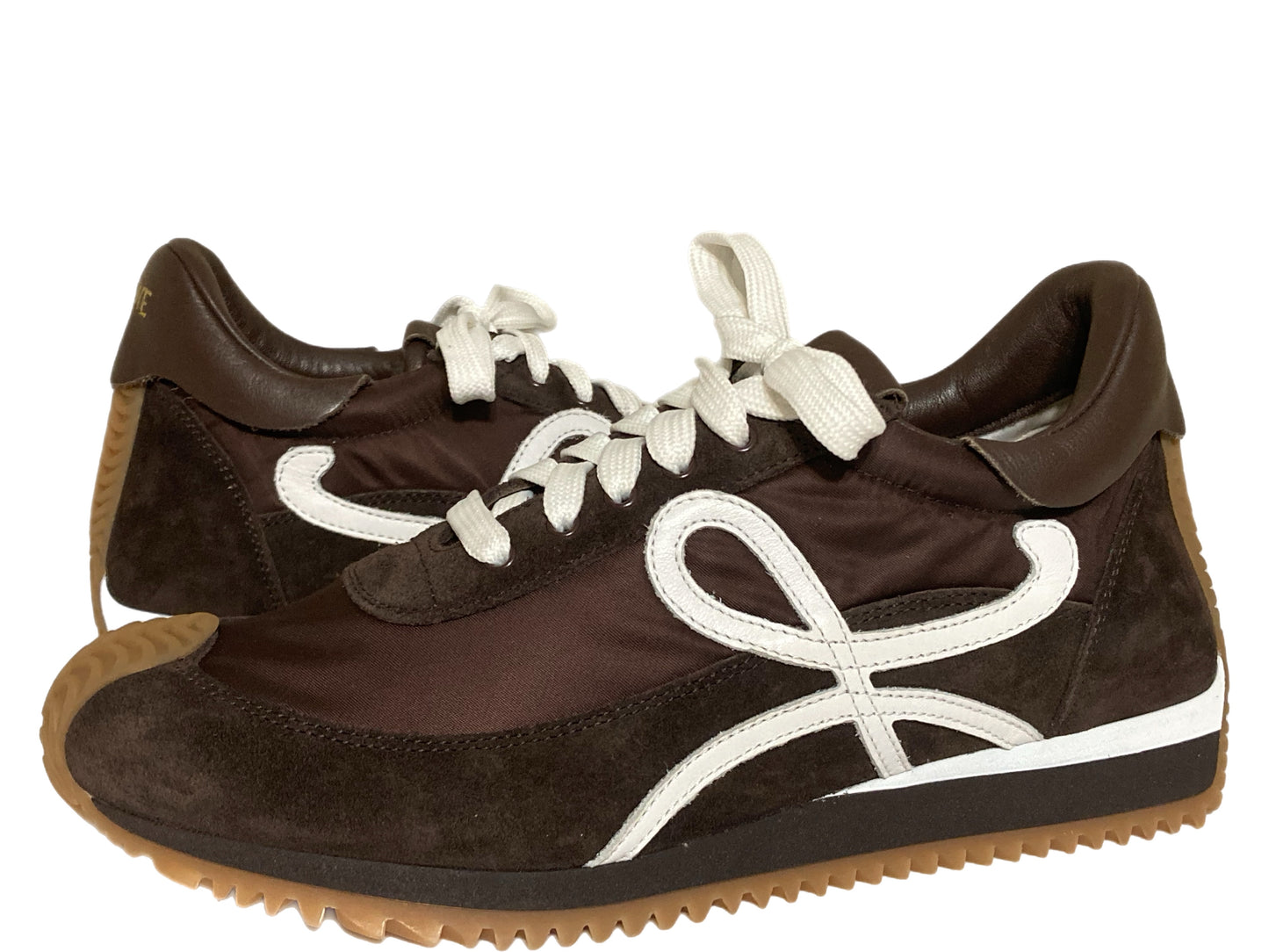 LOEWE Nylon & Suede Running Sneakers Brown Size 38