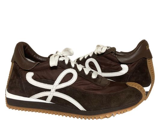 LOEWE Nylon & Suede Running Sneakers Brown Size 38