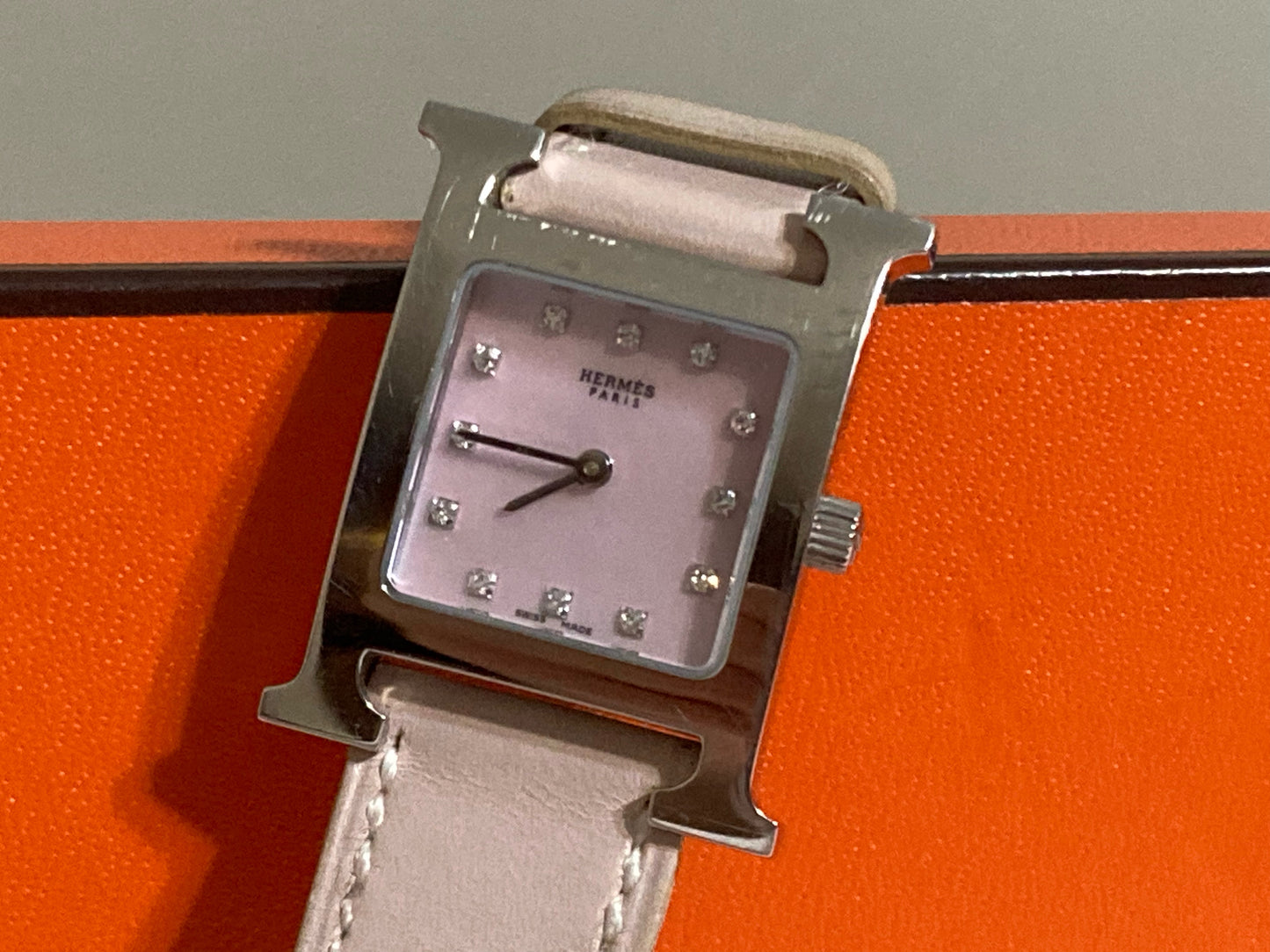 HERMES Ladies Silver H Watch