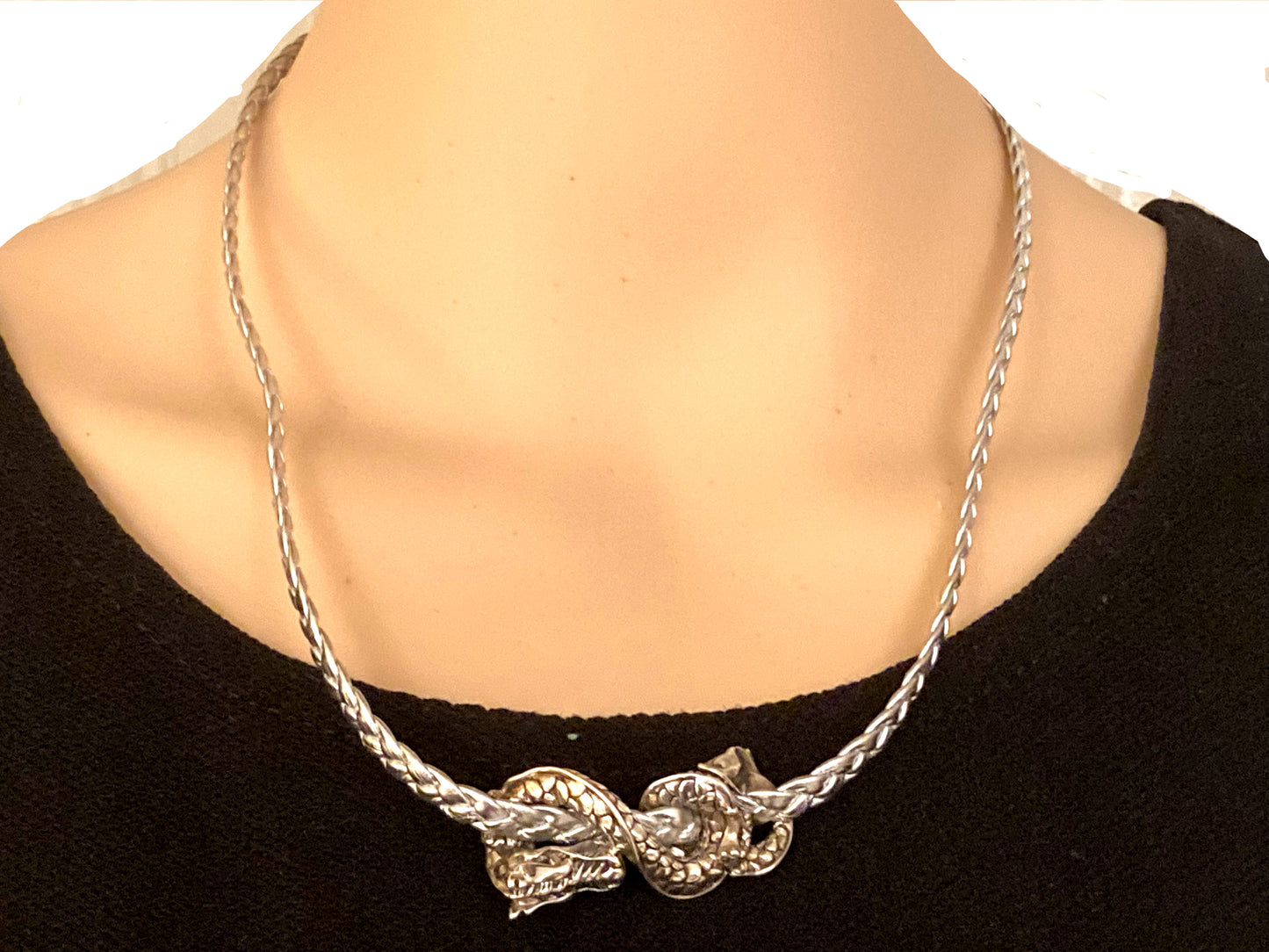 JOHN HARDY Braided Leather & Sterling Silver Dragon Necklace