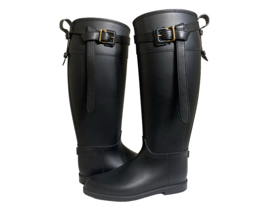 BURBERRY Tall Rubber Rain Boots Black Size 40