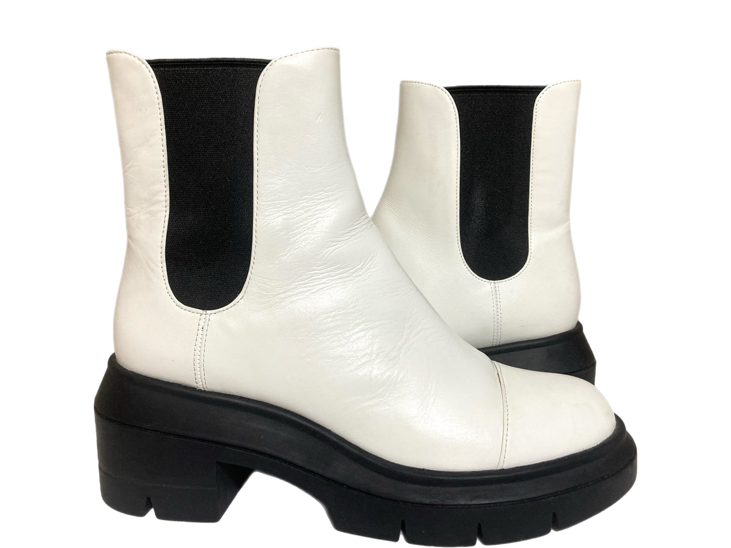 STUART WEITZMAN Leather Pull On Booties White Size 7 Wide