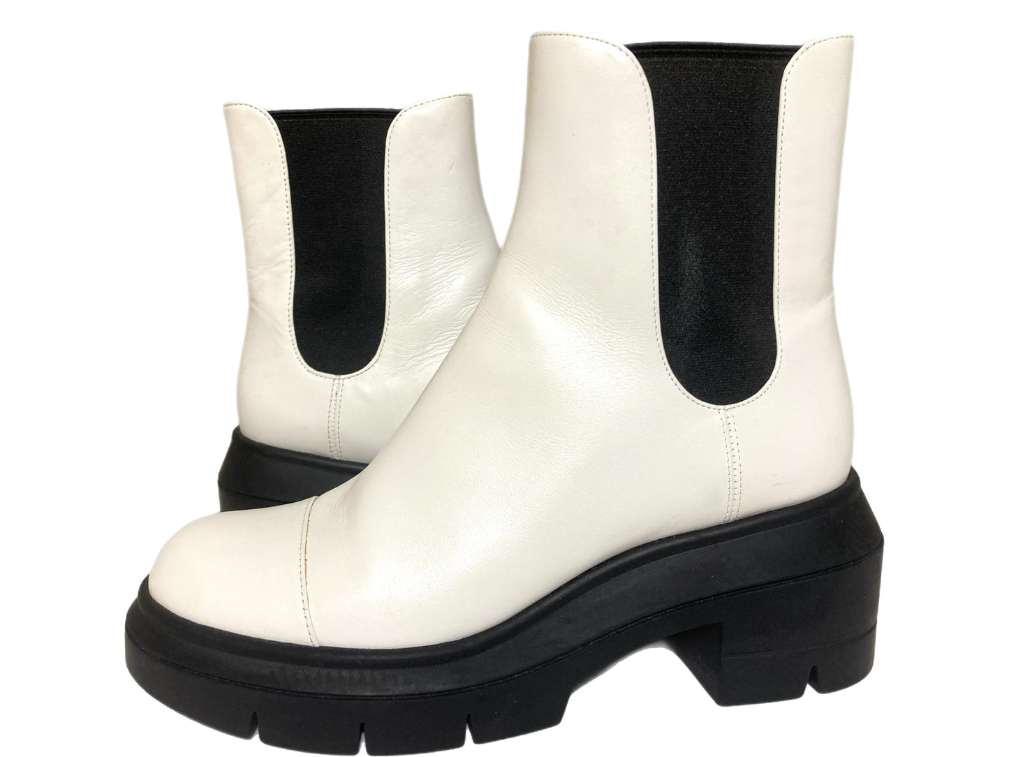 STUART WEITZMAN Leather Pull On Booties White Size 7 Wide