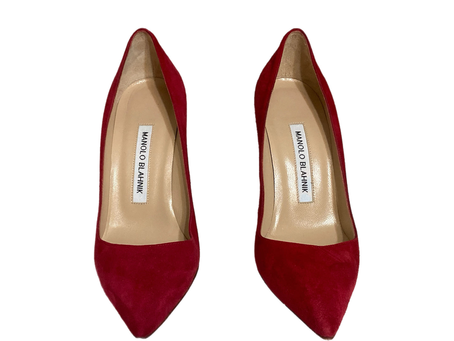 MANOLO BLAHNIK Suede Pointed Toe Pumps Red Size 35.5