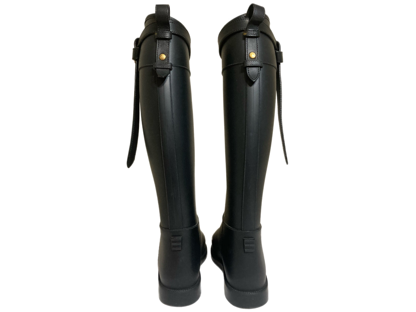BURBERRY Tall Rubber Rain Boots Black Size 40