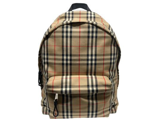 BURBERRY Canvas Plaid Backpack Beige