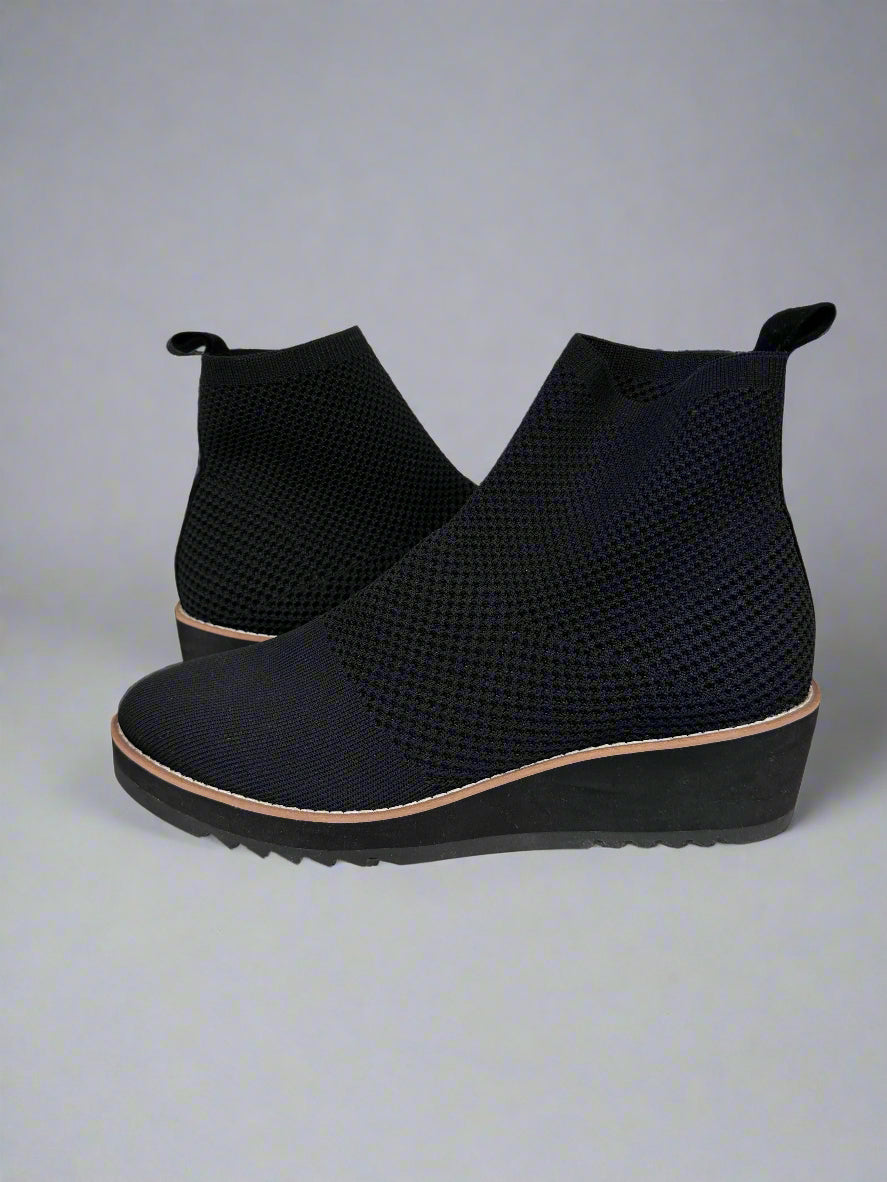 EILEEN FISHER Black Stretch Knit Bootie